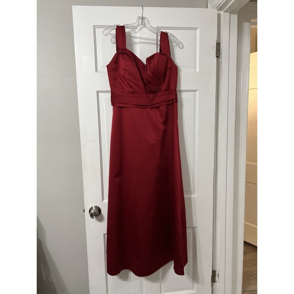 Damascene Dresses & Skirts - Damas Womens Bride Size L Red Floor Length Formal Gown Prom Elegant Tie Back
